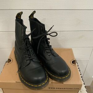 Dr. Martens Black Boots with Yellow Stitching